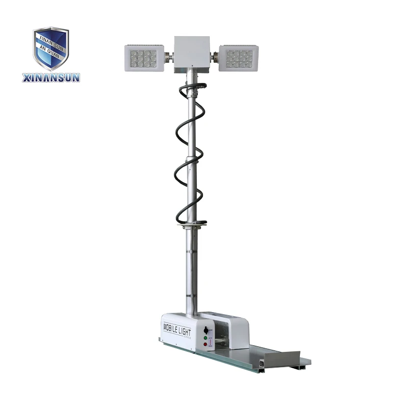 Convenient white telescopic truck hydraulic mast light tower