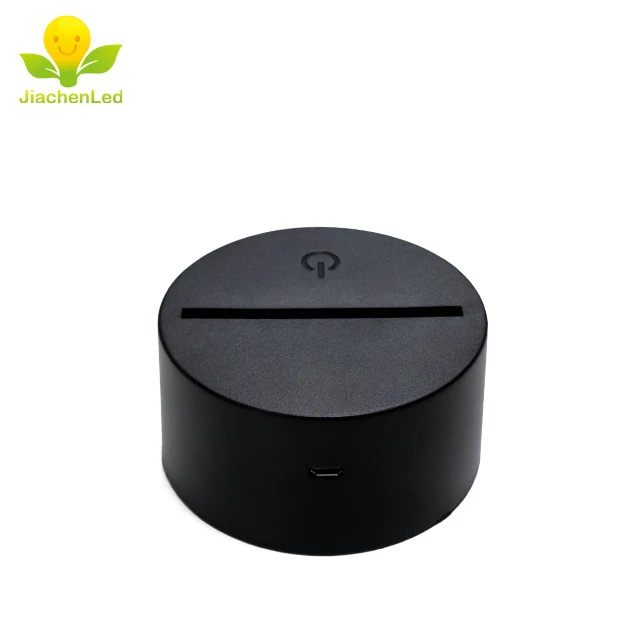 ABS Black Remote Battery Powered Usb Led Base 3D Illusion Round Led Light Display Base For Acrylic Table lamp