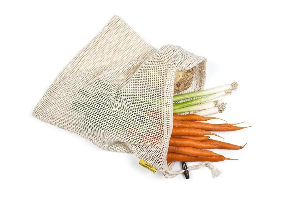 Logo Custom Tag Customize Reusable Produce Cotton Mesh Bag Set of 8/9/12 Pack Durable Pure Cotton Eco Friendly Mesh Muslin Bags