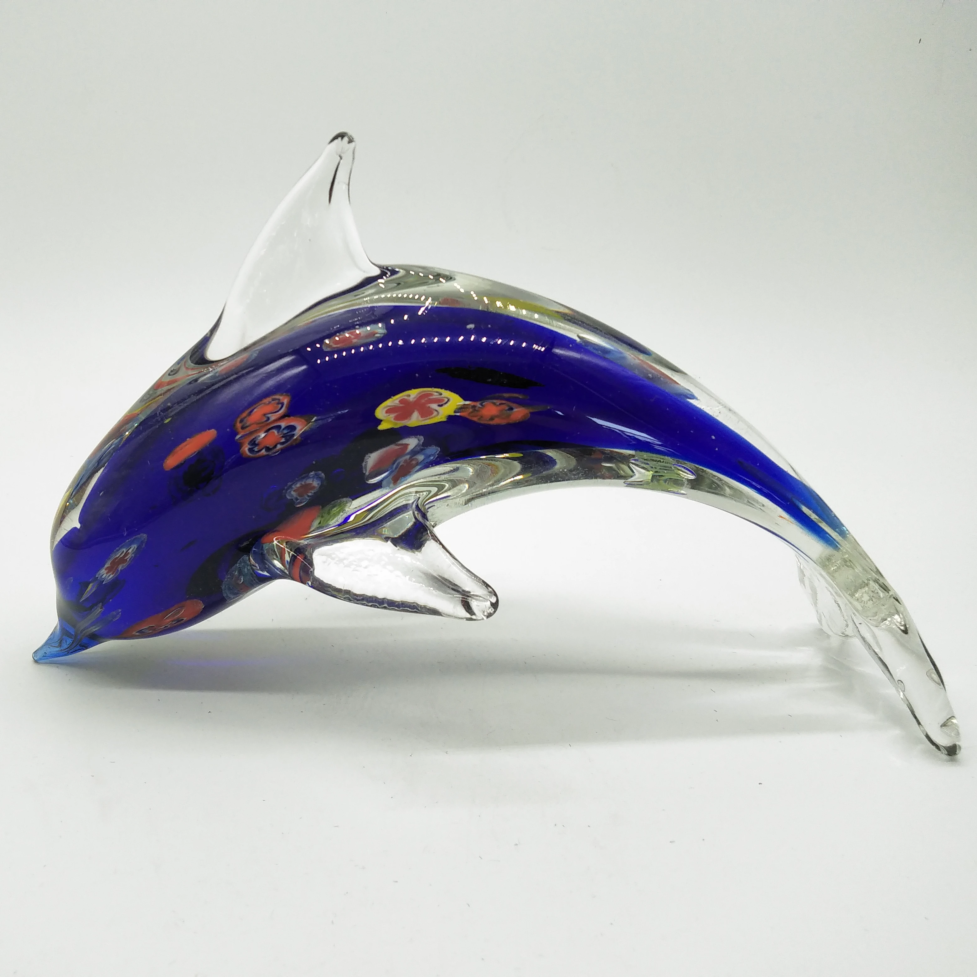 Стеклянная фигурка дельфина декоративное стекло для животных