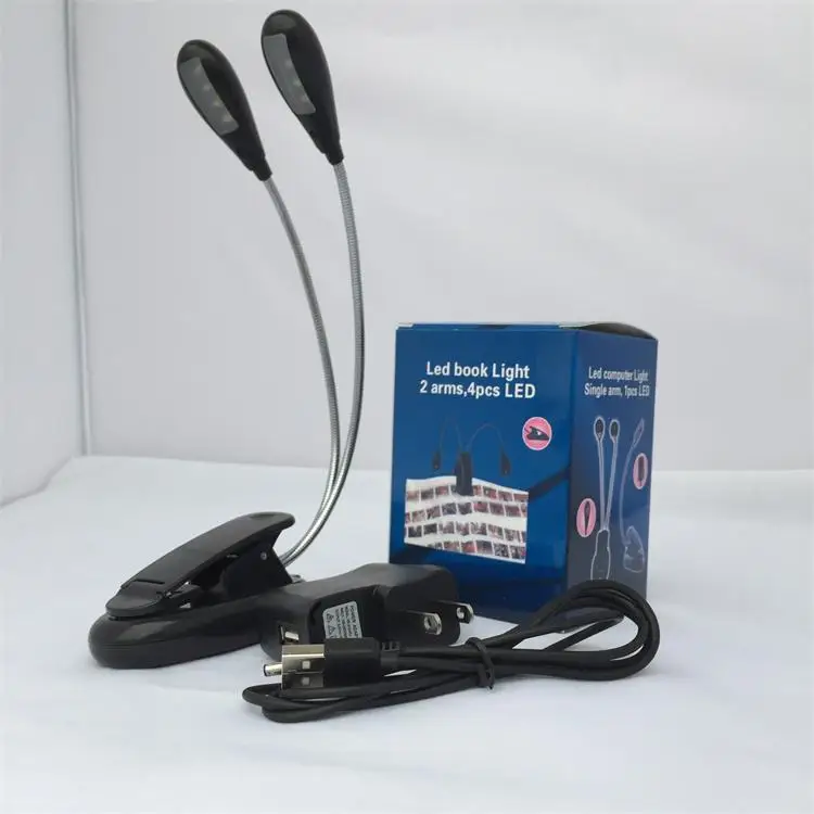 Перезаряжаемый двойной зажим для рук на светодиодной подсветке для чтения/музыки