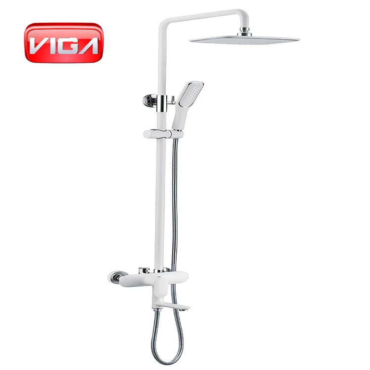 Смеситель для ванной комнаты поставка от производителя латунная белая душевая Колонка для ванной с ручной душевой лейкой