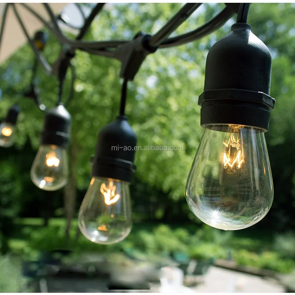 
LED Outdoor Commercial 48ft with 15 Dropped Sockets 2W LED S14 Bulbs included Weatherproof Vintage Edison String Lights 