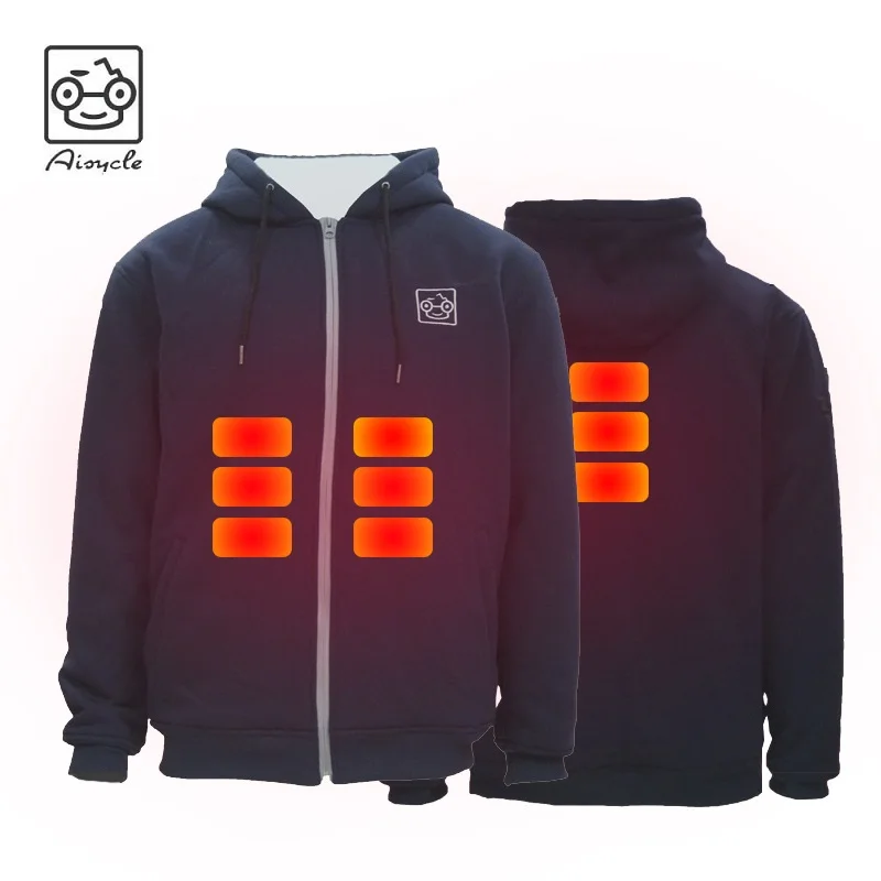 Heated Hoodie Jacket Winter Rechargeable Battery Powered Fleece Cotton Shell Racer Jacket for Winter Regular Clothing Length