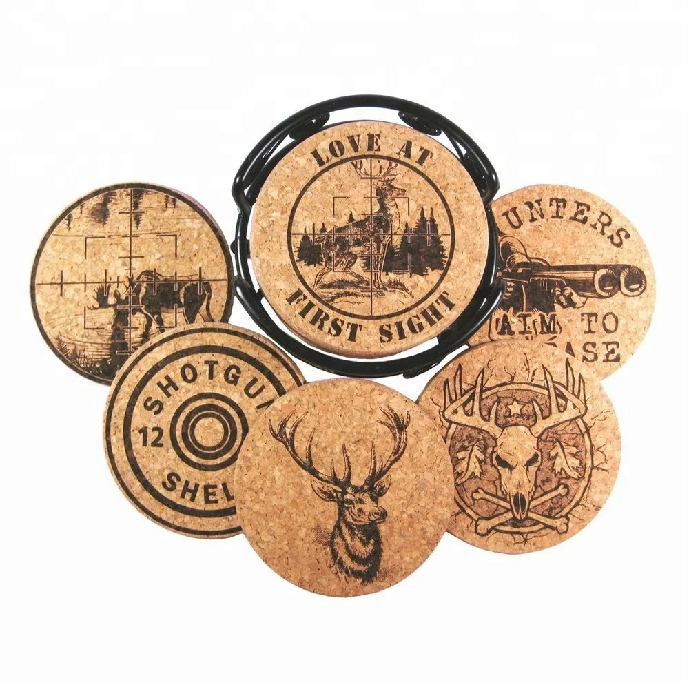 New 2023 Cheap Custom Printed Sublimation Blank mdf Round Cork Coaster for Beer Coffee Drinks Holder with Set of 4
