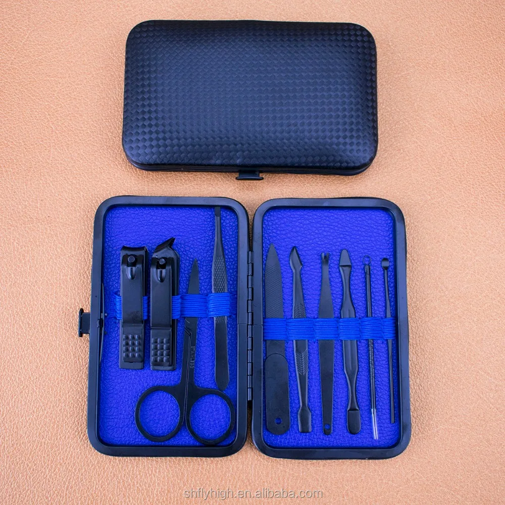 high quality 10 pcs carbon steel manicure kit for business man