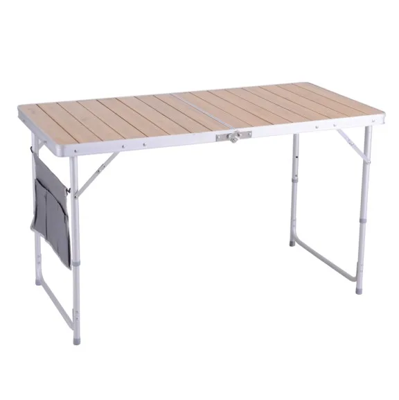 
Outdoor portable picnic bamboo kitchen adjustable height folding camping table set with foldable 4 chairs 