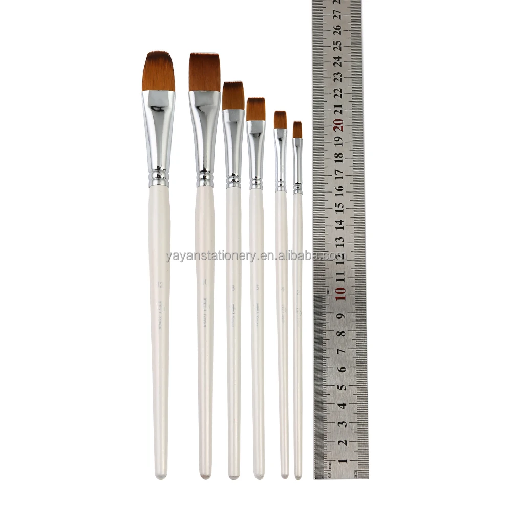 Transparent Synthetic Taklon Hair Wooden Artist Paintbrush Set For Multi Painting