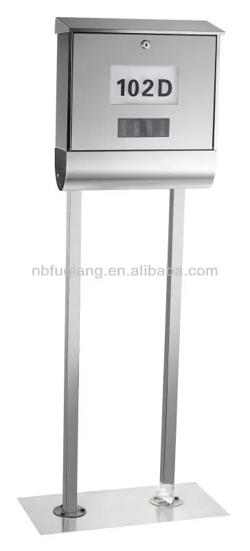 FQ-125 stainless steel solar mailbox with address number, letter box