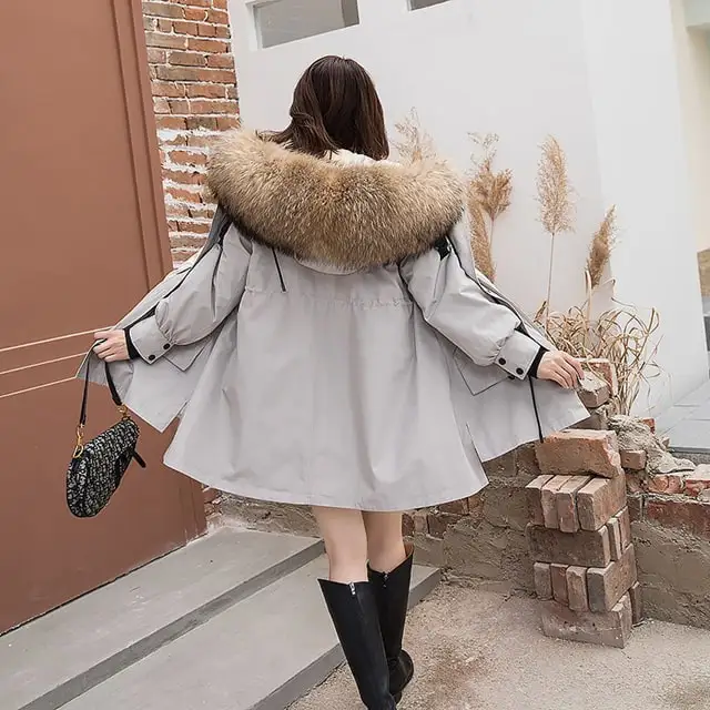New Fashion Style Fox Fur Women Winter Warm Parka Fur Jacket