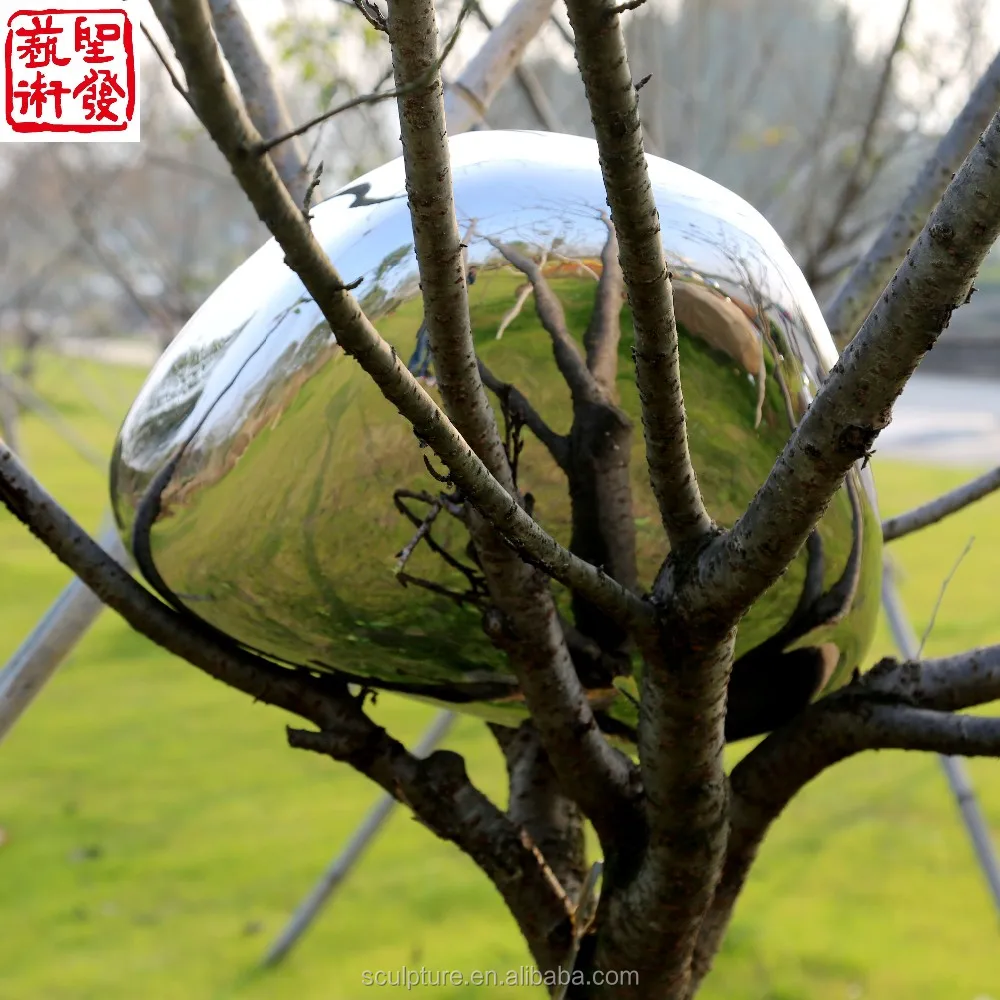 fiberglass egg balls, shiny decorative stainless steel egg sculpture