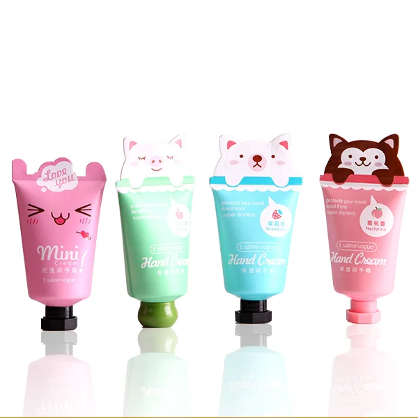 lovely plastic cosmetic packaging tube with cute cartoon animal ending