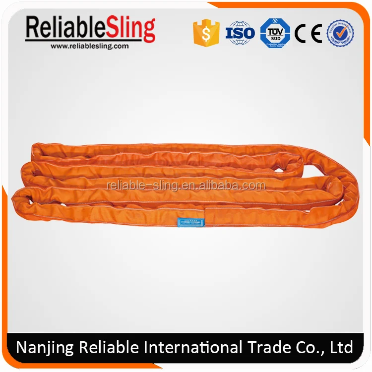 High Flexible Heavy Duty Pipe Soft Lifting Sling 10t Orange Color flat eye webbing