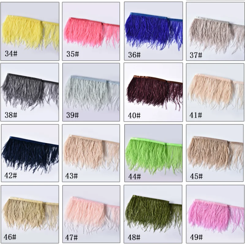 Wholesale 13-15cm Ostrich Feather Lace Trim Feather Fabric Costume Material