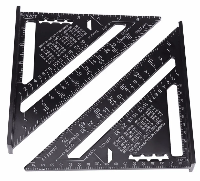 Triangular Measuring Ruler 7 Inch Metric Aluminum Alloy Speed Square Roofing Triangle