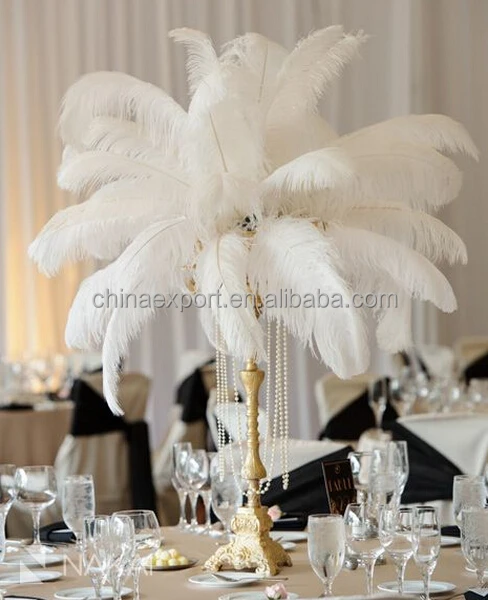 100pcs White Plume Ostrich Feather For Wedding Centerpieces