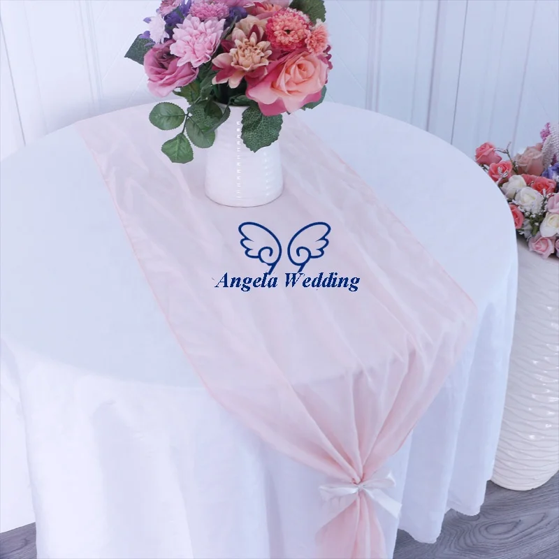 RU013V популярный цвет на заказ пляжная Свадебная мягкая пыльная Розовая Шифоновая скатерть