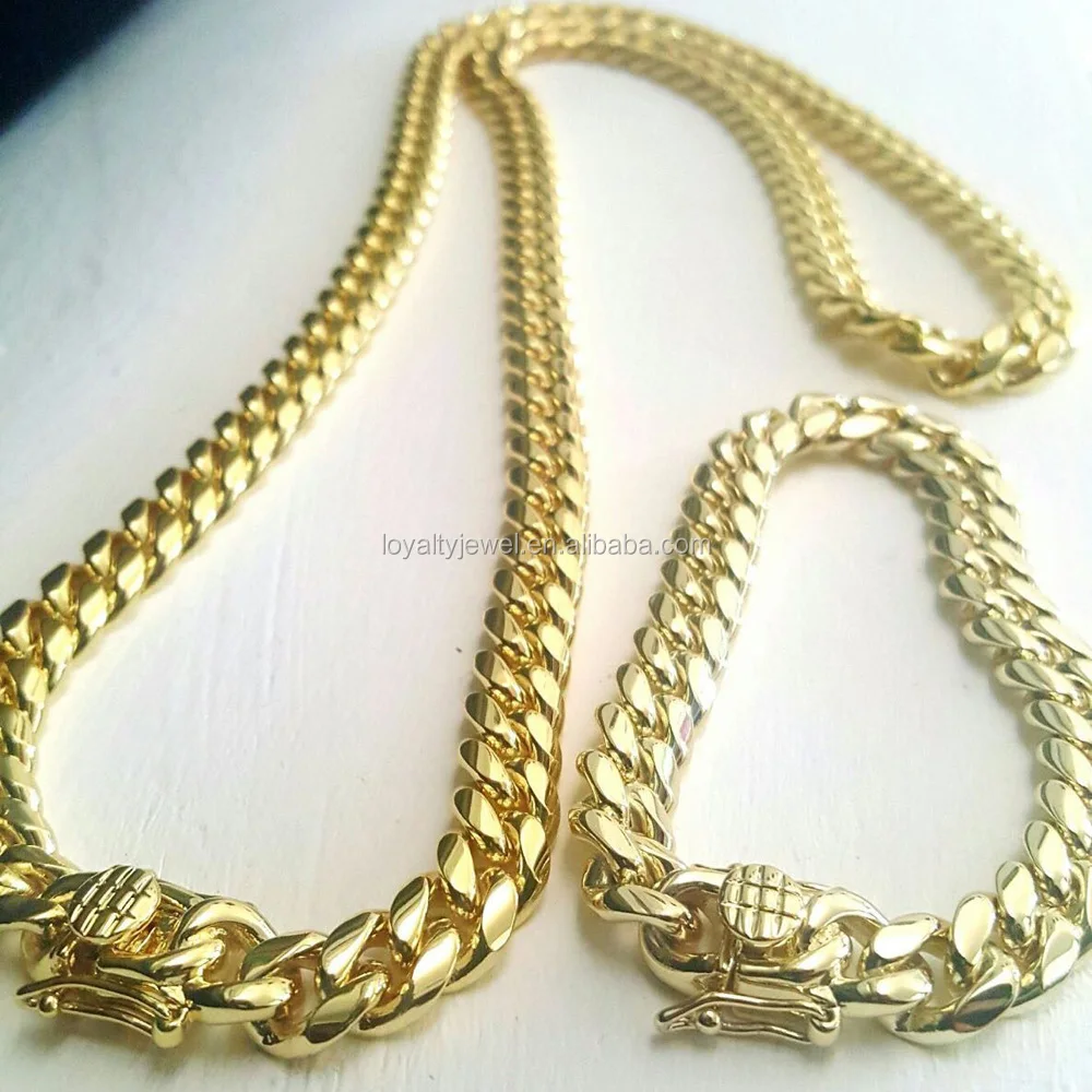 Stainless steel cuban chainMens 14k gold plated chain dubai gold chains