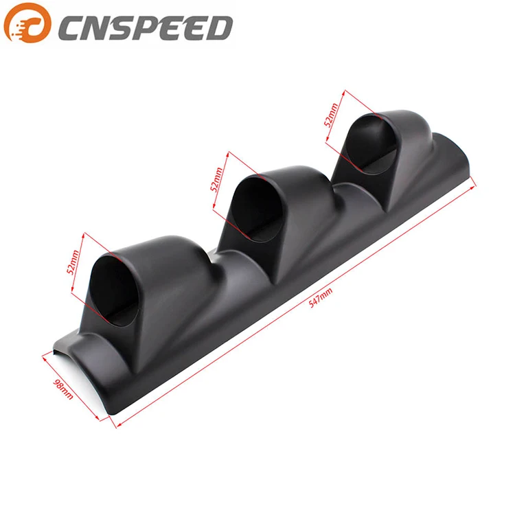 CNSPEED 2' 52mm Gauge Pod Triple Left Hand Pillar 3 Hole Meter Mount Holder Black ABS