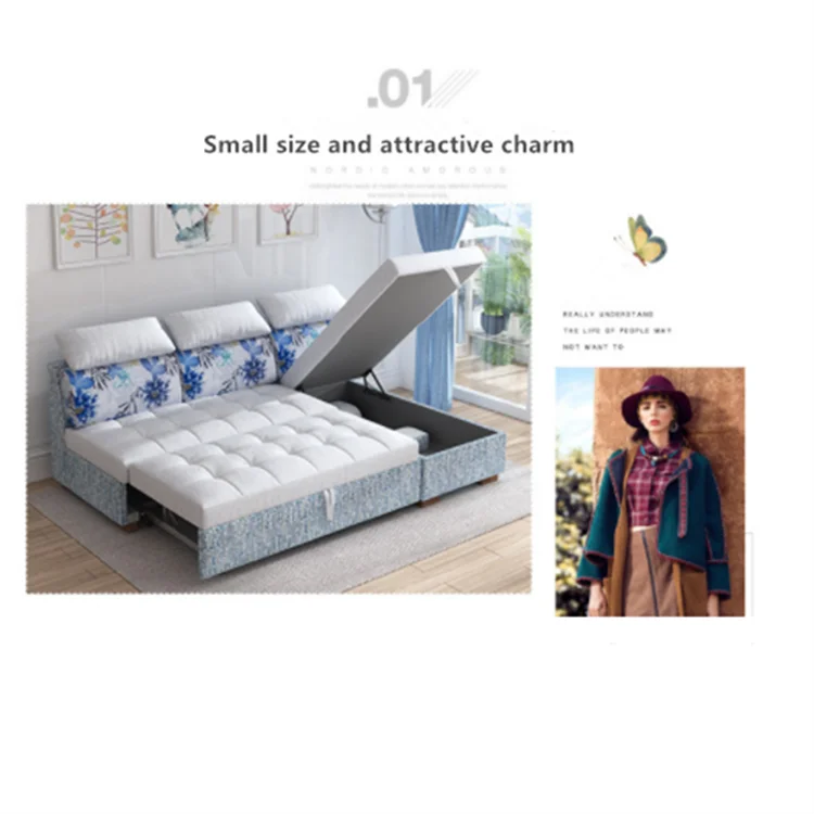 Reclining small sleeper furniture living room modern fabric modern cum foldable bunk folding sofa bed with storage