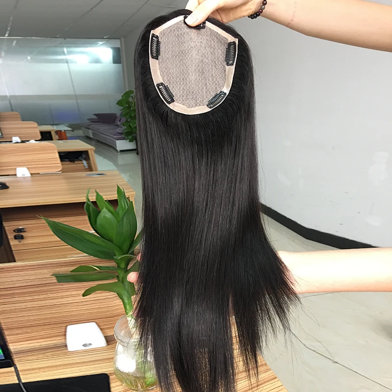 Factory price virgin unprocessed hair indian human hair silk top topper wig for men