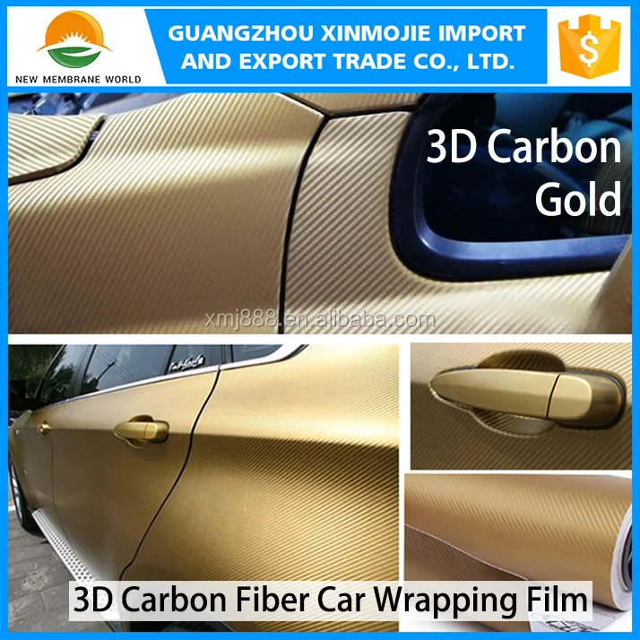 1.52*20m Super Glossy Black Car Wrap 3D Carbon Fiber Vinyl Sticker