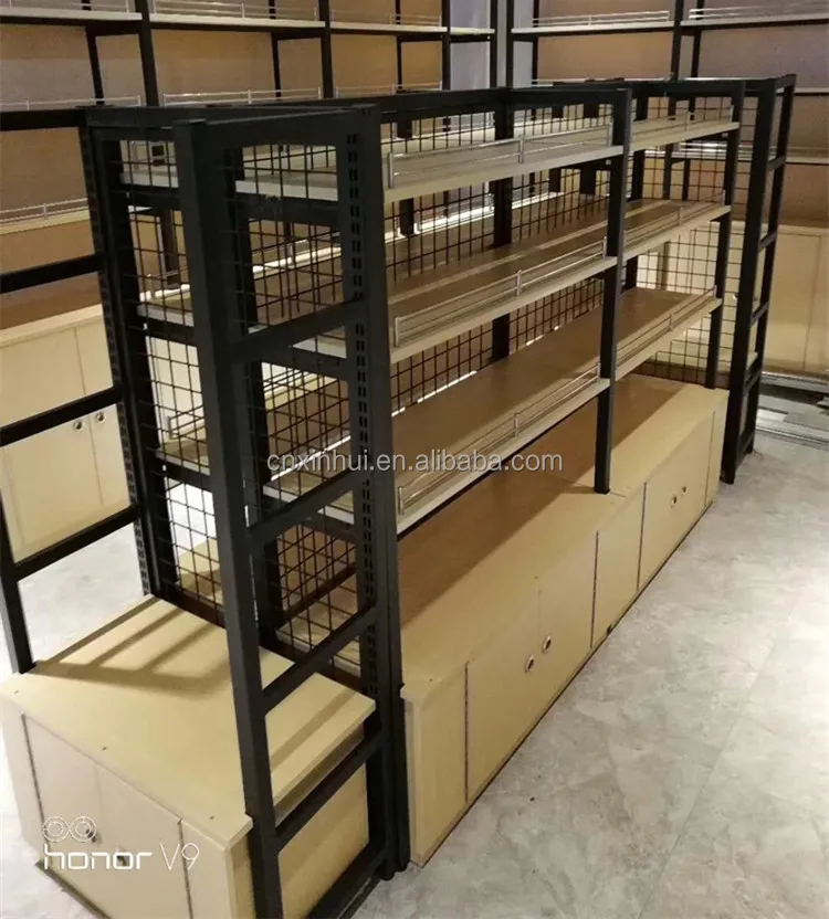 Supermarket wood gondola shelving,retail shop design gondola shelf,customized gondola rack