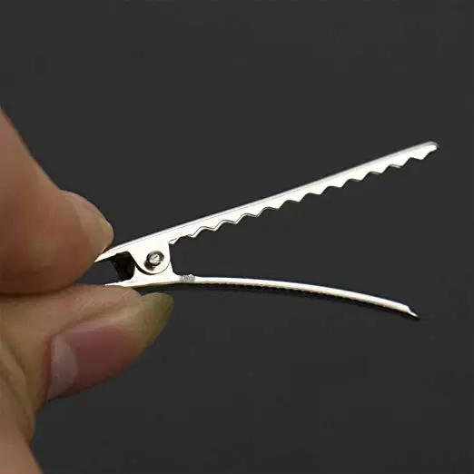 Silver Alligator Hair Clip Flat Top Teeth Single Prong Metal Clips Hairbow Accessory