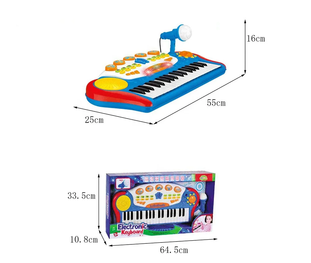 Multifunctional musical instrument 37 keys electronic organ toy with microphone and MP3 wire .