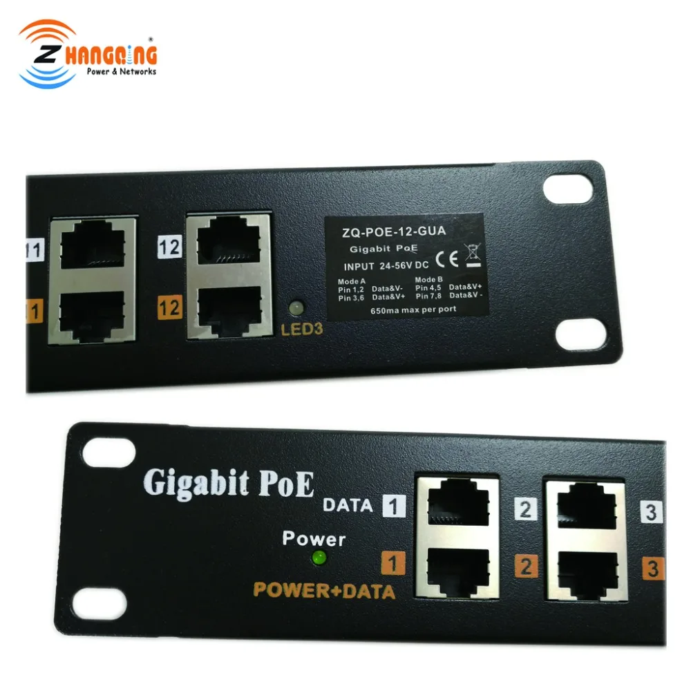Безопасности Gigabit 12 Порт 802.3af/на Пассивный PoE инжектор патч-панель 24V MikroTik UBNT 48В IP камера