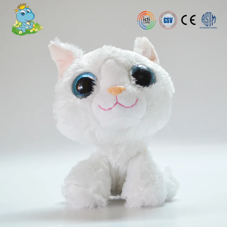 ICTI New Design big eyes cat soft plush toy manufacturer