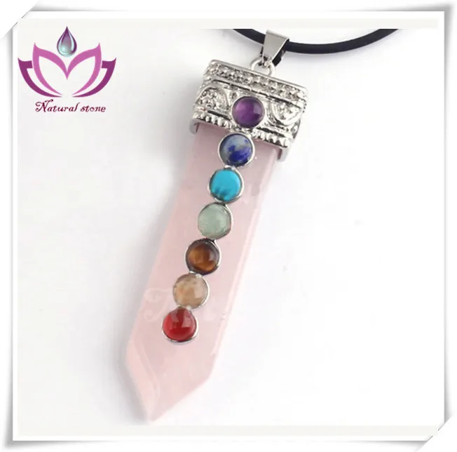 sword shape seven chakra energy point gemstone necklace pendant