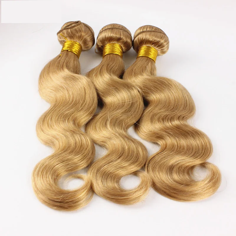 Ruija glamorous Brazilian Hair Extensions Remy Human Hair dark blonde color 27 body wave Weave Bundles