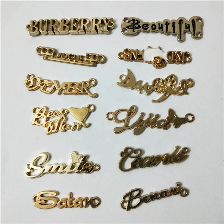 Rhinestone diamond metal label garment clothing english alphabet brand logo Letter badge trademark