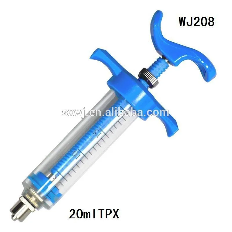 10ml 20ml plastic steel syringe valve blue veterinary syringe