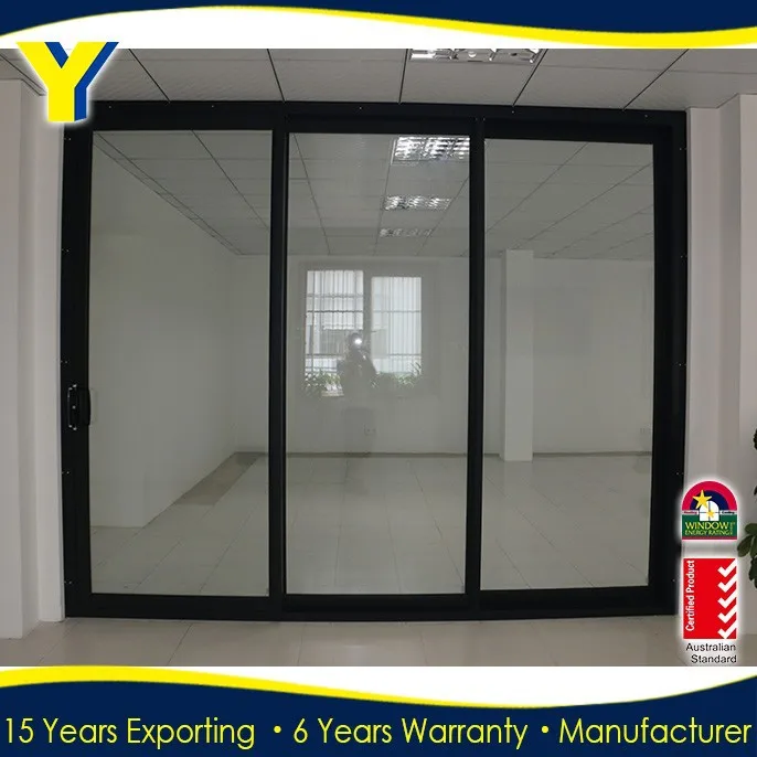 industrial window door double glass sliding door/Three Panel Sliding Glass Door