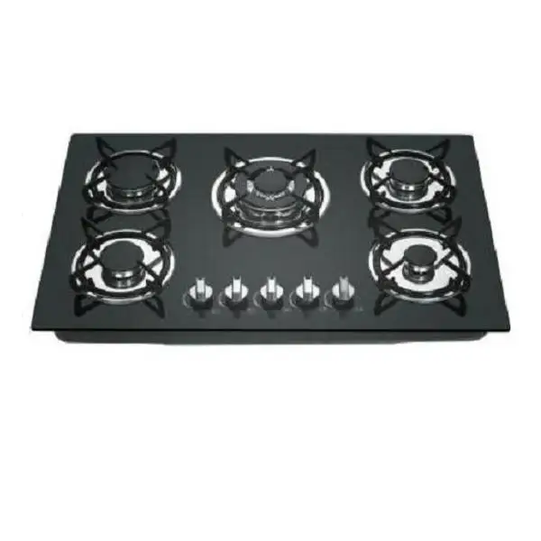 Black tempered glass built-in 5 sabaf burner gas hob/ gas cooktop