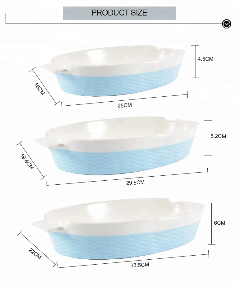 Nordic Modern Ware Bakeware Set 3-Piece Ceramic Baking Dish Kitchen Oven Safe Oval Ceramic Au Gratin Baking Dishes