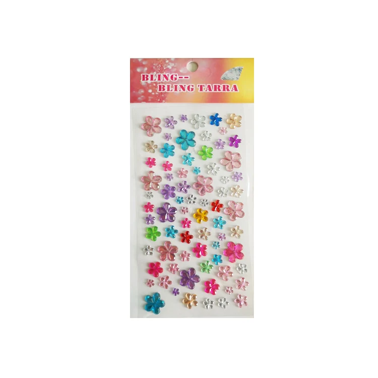 In stock hot sale acrylic rhinestone flower gem sticker Crystals Diamonds sticker