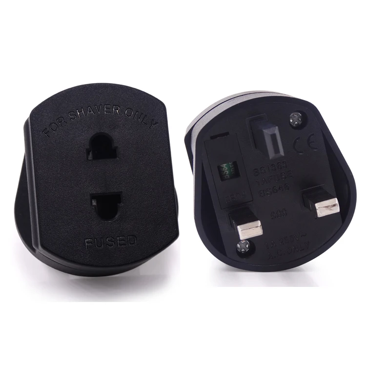 (Goods in stock)shaver only plug euro to UK plug adaptor white fire retardant V0 grade ROHS material