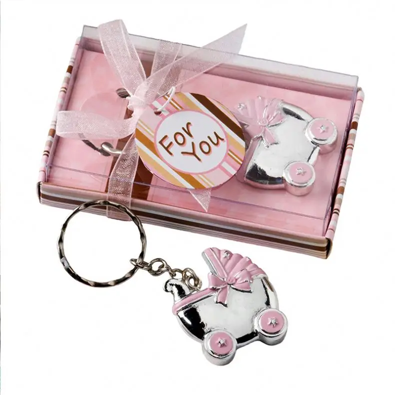 Baby Carriage Baby Girl Shower Return Gifts Favor Keychain Babyshower