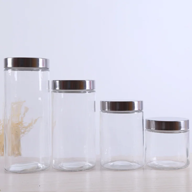 Square Glass Storage Jar Candy Sealed Tank Glass Tank with Cover