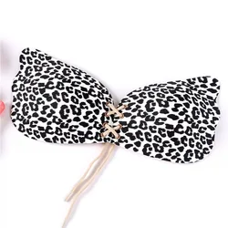 Hot Latest Fashion Strapless Body Shaper Backless Gathering Traceless Sexy Leopard Print Push Up Bra with Bandage