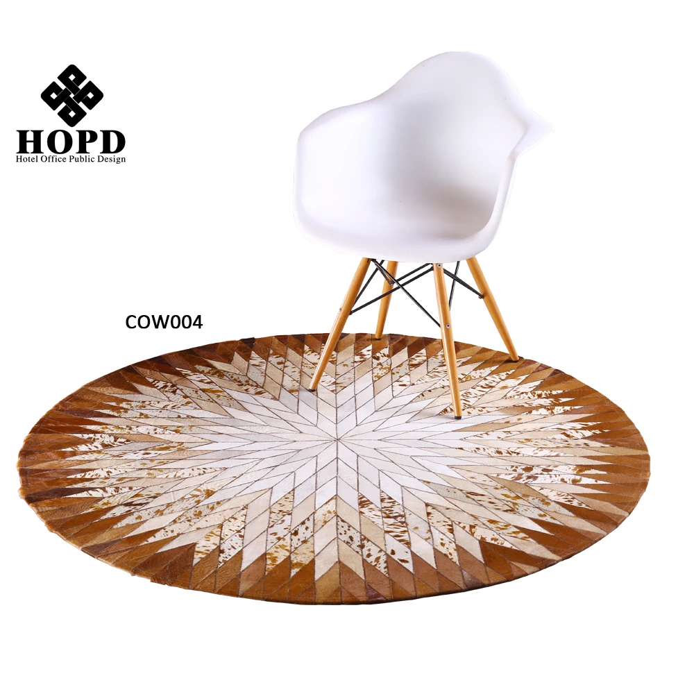 wholesale 100% natural cowhide rug with round shape