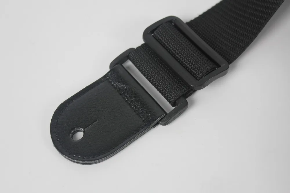 Comfortable Adjustable Belt Woven Cotton Guitar Strap with Leather Ends