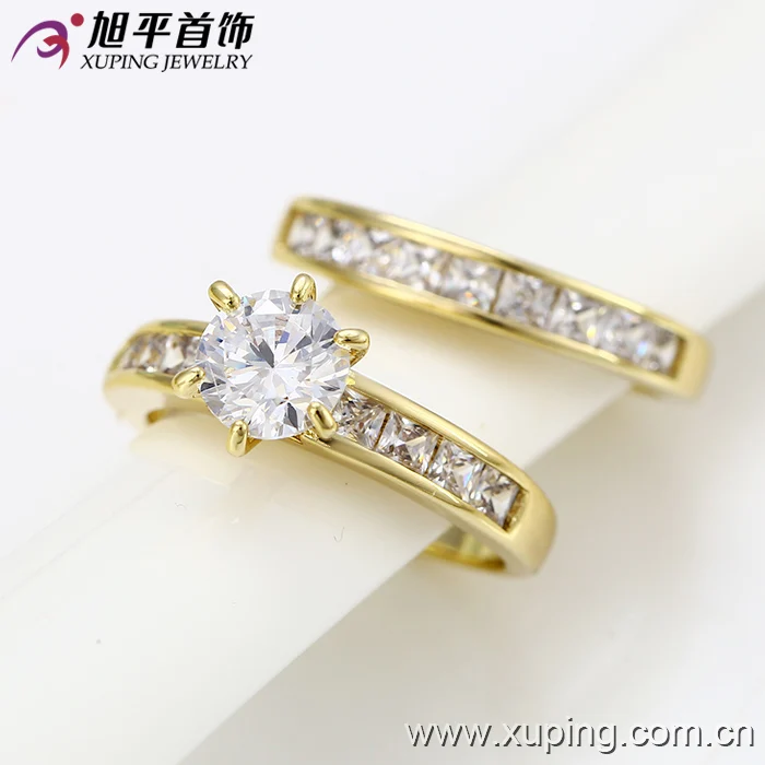 12801 Xuping jewelry 14k gold color plated fashion design gift jewelry romantic wedding couple rings