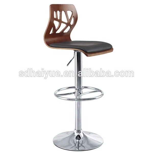 Danish-Designed New Black Leather Chair Plywood High Bar Stool Chair