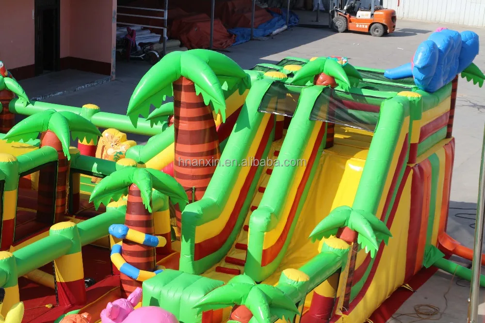 inflatable fun city Forest Zoo bouncers with tiger monkey and elephant/ inflatable games china