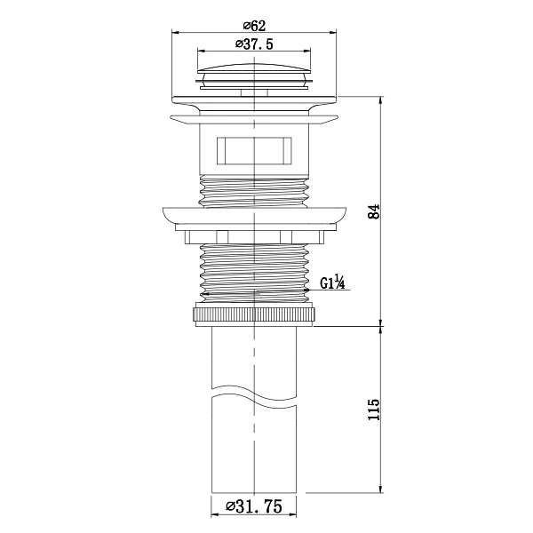 
Easyclean push button basin waste for plumbing lines 