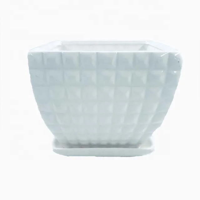 white ceramic indoor pots for succelent square pots for plants  wholesale ceramic pots white square planter